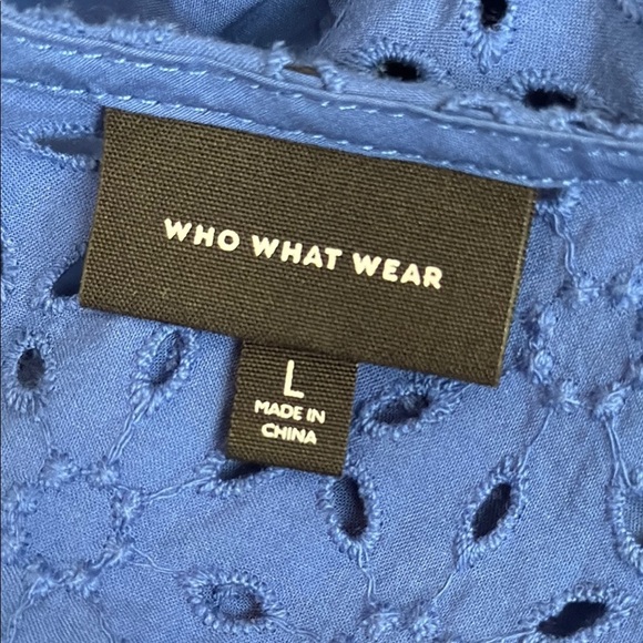 Who What Wear Sleeveless Eyelet Mix Ruffle Dress in Blue Size Large - Picture 8 of 9